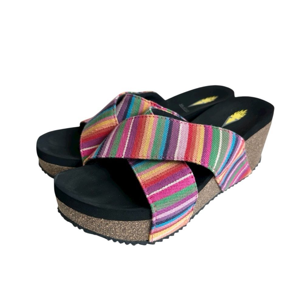 🔃Volatile Women’s Multicolor Striped Slip On Wedge Sandals